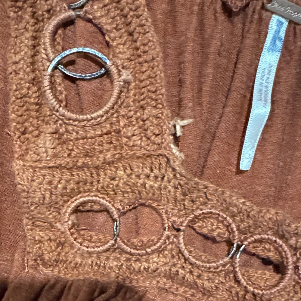 Free People Rust/Brown Crochet-Trim Peasant Blouse - Picture 3 of 6